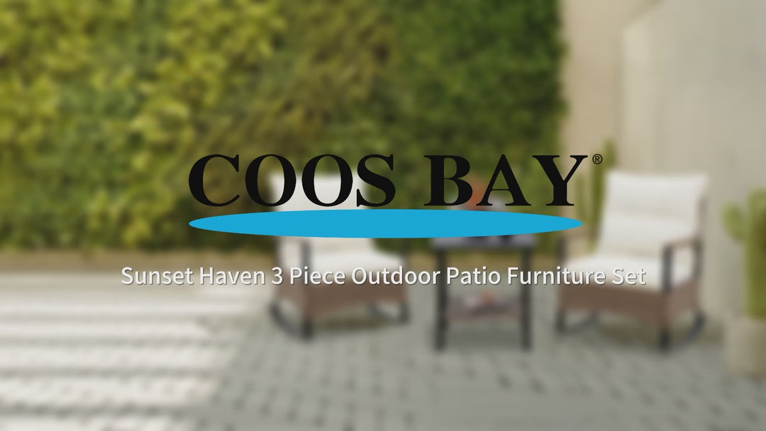 COOS BAY Sunset Haven 3 PCS Outdoor Patio Furniture Set w/Rocking Chairs,Side Table