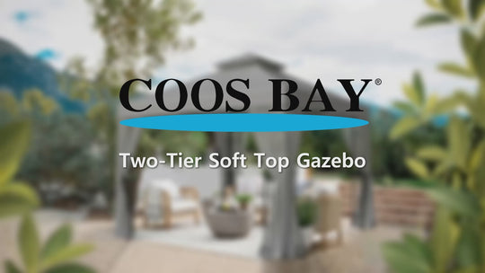 COOS BAY 10x10 Patio Gazebo with Corner Shelves and Mesh Netting