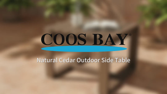 COOS BAY Natural Cedar Wood Slat Square Patio Table, Brownish