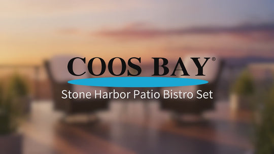 COOS BAY Stone Harbor 3 PCS Rattan Patio Table and Swivel Rockers