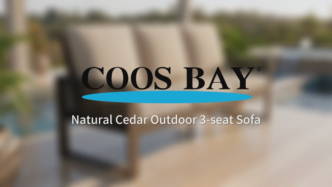 COOS BAY Natural Cedar 2 PCS Patio Furniture Set with Sofa and Coffee Table