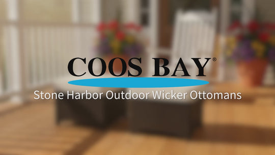 COOS BAY Stone Harbor Outdoor Wicker Ottomans Set of 2