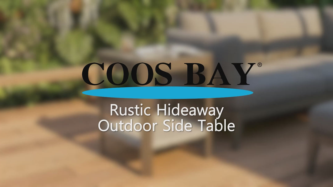 Rustic Hideaway Outdoor Patio Side Table, Beige/Brown