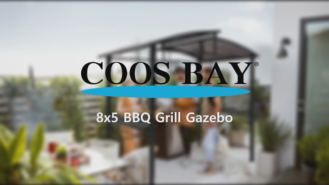 COOS BAY 8'x5' BBQ Grill Gazebo with Shelves Serving Tables