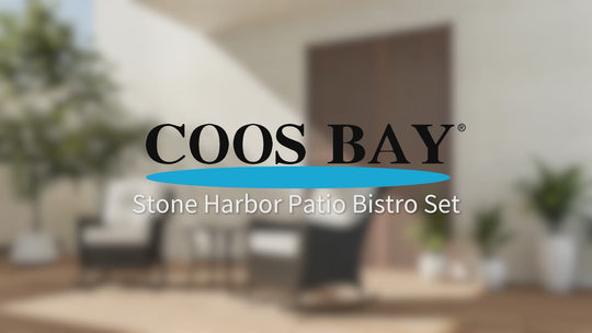 COOS BAY Stone Harbor Bistro Set, 3 Piece Rattan Patio Table and Chairs