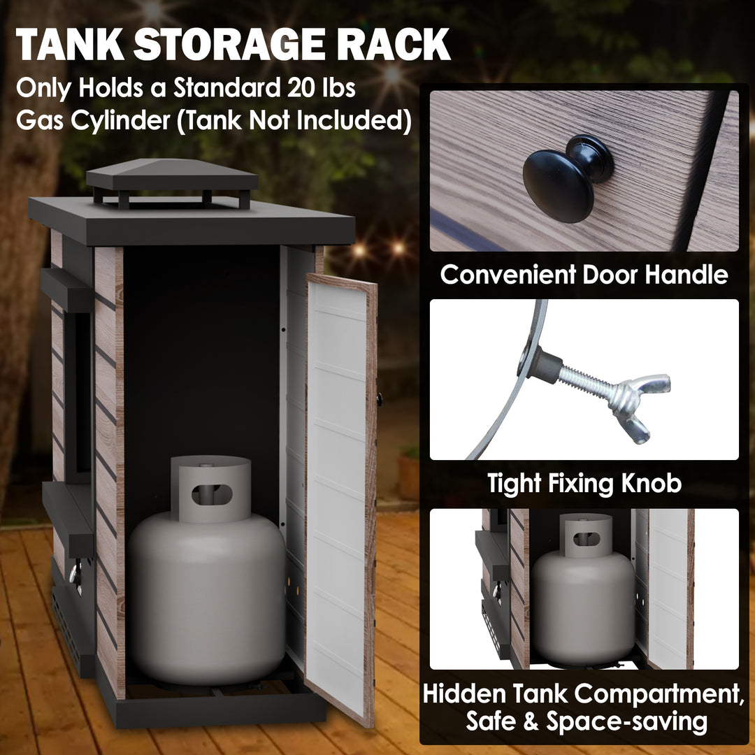 Outdoor Propane Fire Pit 50,000 BTU, Smokelss Gas Fireplace with Hidden Tank Storage