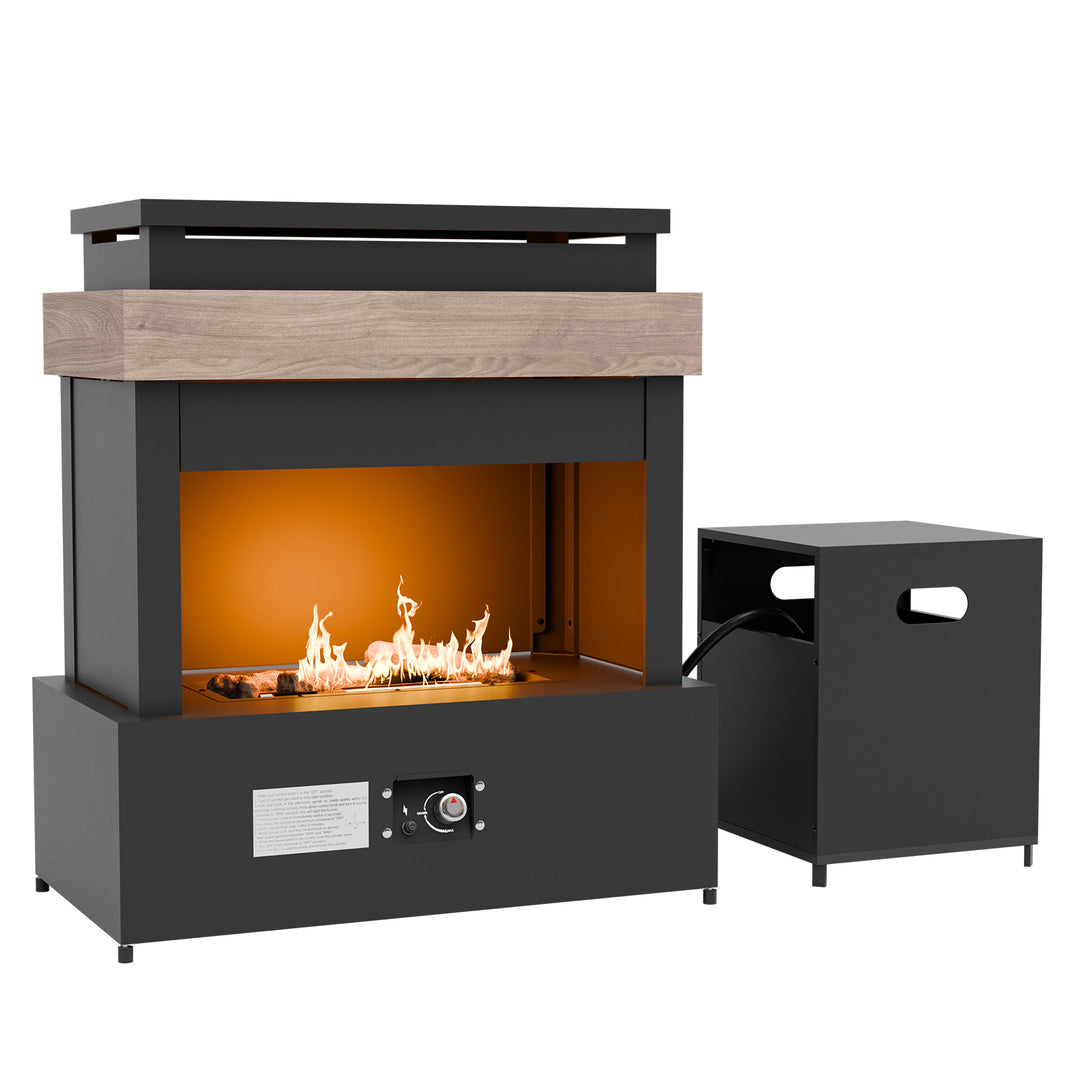 Outdoor Propane Fire Pit 50,000 BTU, Smokelss Gas Fireplace with Tank Storage