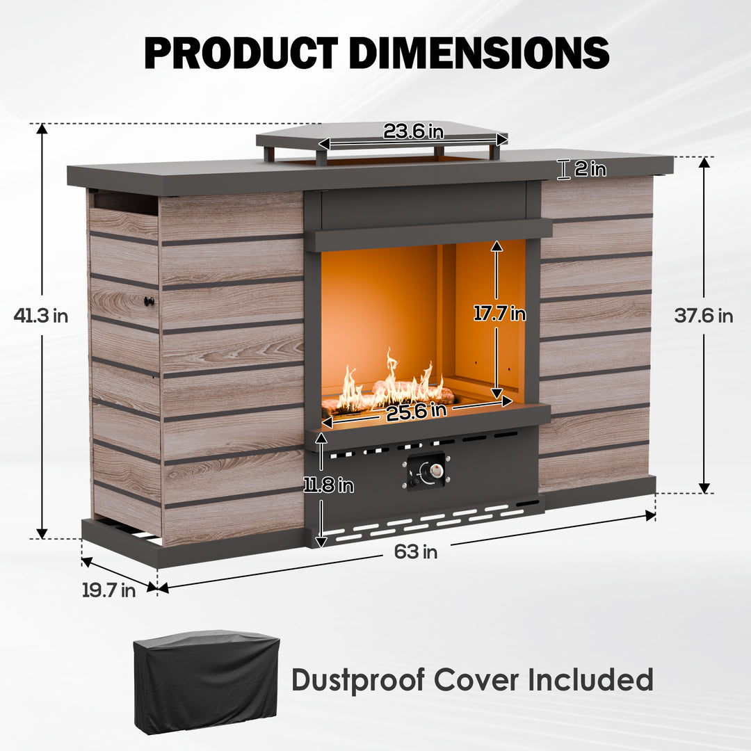 Outdoor Propane Fire Pit 50,000 BTU, Smokelss Gas Fireplace with Hidden Tank Storage