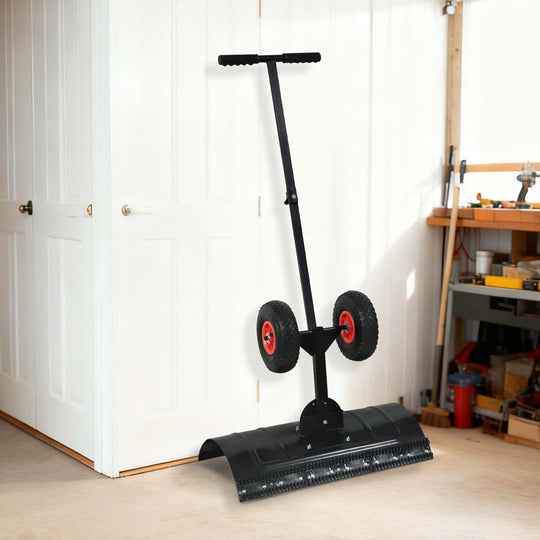 COOS BAY 29” Wheeled Snow Shovel Single/Double Rod Snow Pusher with Adjustable Angle