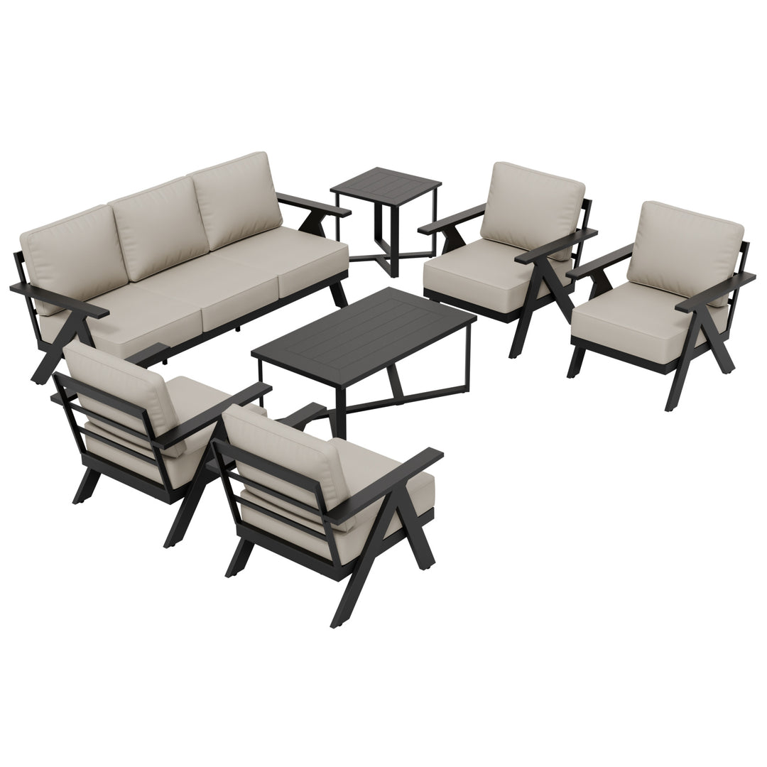 COOS BAY Iron Luxe Modern Outdoor 7 Piece Patio Furniture Set