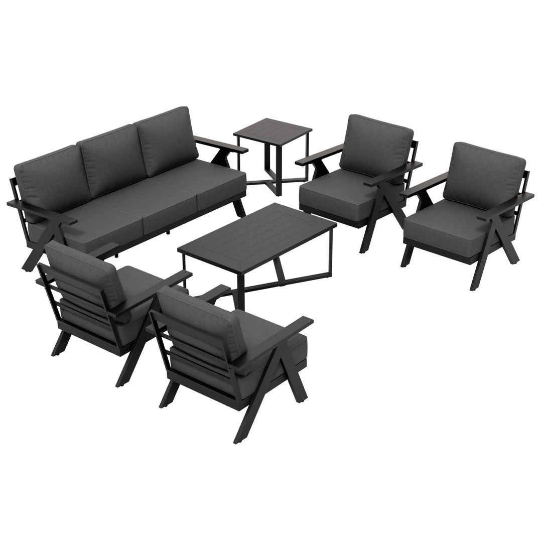 COOS BAY Iron Luxe Modern Outdoor 7 Piece Patio Furniture Set