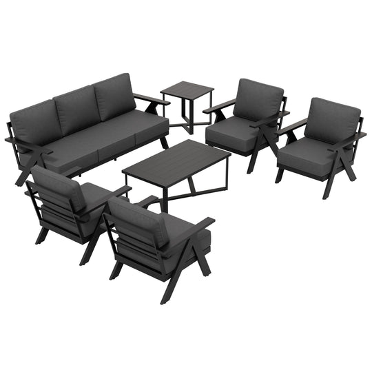 COOS BAY Iron Luxe Modern Outdoor 7 Piece Patio Furniture Set