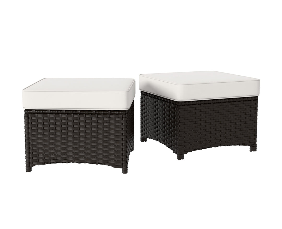 COOS BAY Stone Harbor Outdoor Wicker Ottomans Set of 2