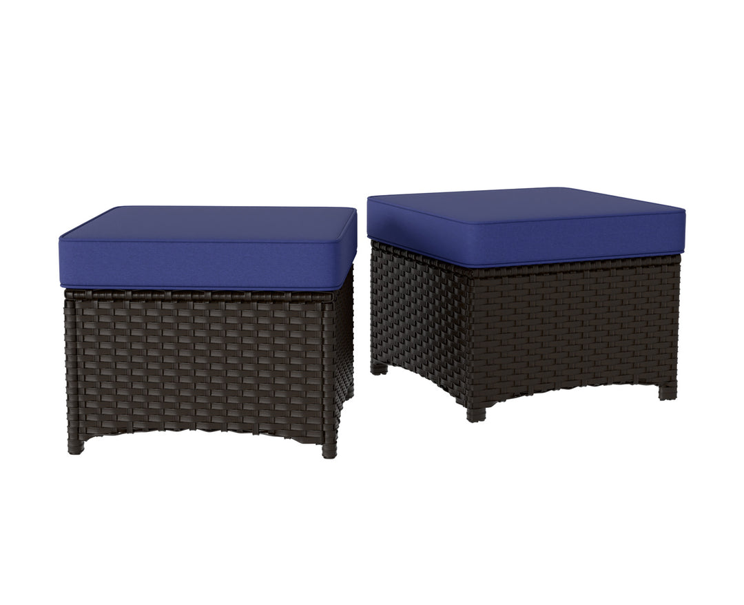 COOS BAY Stone Harbor Outdoor Wicker Ottomans Set of 2