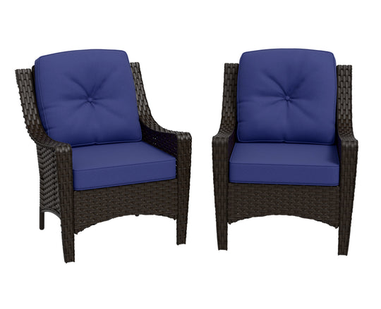 COOS BAY Stone Harbor Outdoor Wicker Chairs, Rattan Patio Chairs Set of 2