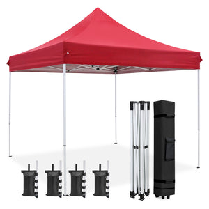 COOS BAY 10x10 Heavy Duty Pop up Commercial Canopy Tent Instant Sun Shelter with Roller Bag, 4 Sandbags, Green / Black / White / Beige / Gray