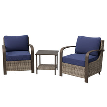 Load image into Gallery viewer, Palm Breeze Outdoor Patio Wicker Chairs with Side Table, 3 pcs