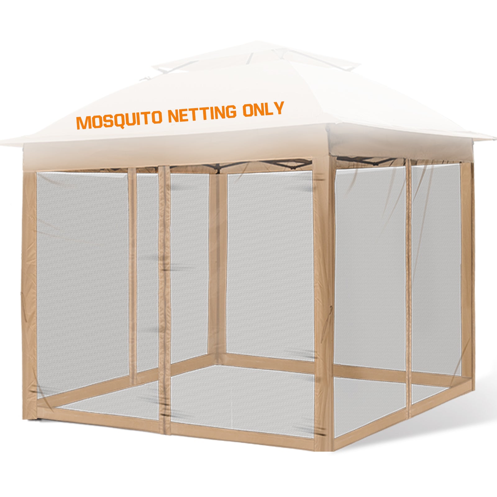 Bay Netting COOS BAY 10’ X 10’ Replacement Mosquito Netting with Zippers(4 Sidewal ...