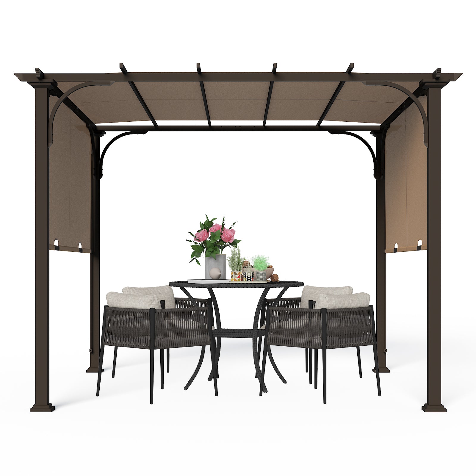 COOS BAY Outdoor Pergola 10x10 with Retractable Textilene Canopy COOS BAY Outdoors