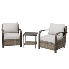 Load image into Gallery viewer, Palm Breeze Outdoor Patio Wicker Chairs with Side Table, 3 pcs