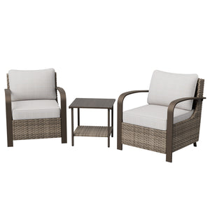 Palm Breeze Outdoor Patio Wicker Chairs with Side Table, 3 pcs