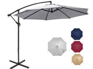 COOS BAY 10 ft Patio Offset Cantilever Umbrella Outdoor Hanging Market Umbrella with Easy Tilt, Crank & Cross Base for Garden, Beach, Deck and Pool, 8 Ribs