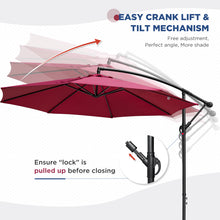 Load image into Gallery viewer, COOS BAY 10 ft Patio Offset Cantilever Umbrella Outdoor Hanging Market Umbrella with Easy Tilt, Crank &amp; Cross Base for Garden, Beach, Deck and Pool, 8 Ribs