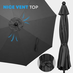 COOS BAY 9' Patio Umbrella Outdoor Market Table Umbrella with Push Button Tilt and Crank for Garden, Deck, Backyard, Pool and Beach, 8 Ribs