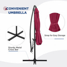 Load image into Gallery viewer, COOS BAY 10 ft Patio Offset Cantilever Umbrella Outdoor Hanging Market Umbrella with Easy Tilt, Crank &amp; Cross Base for Garden, Beach, Deck and Pool, 8 Ribs