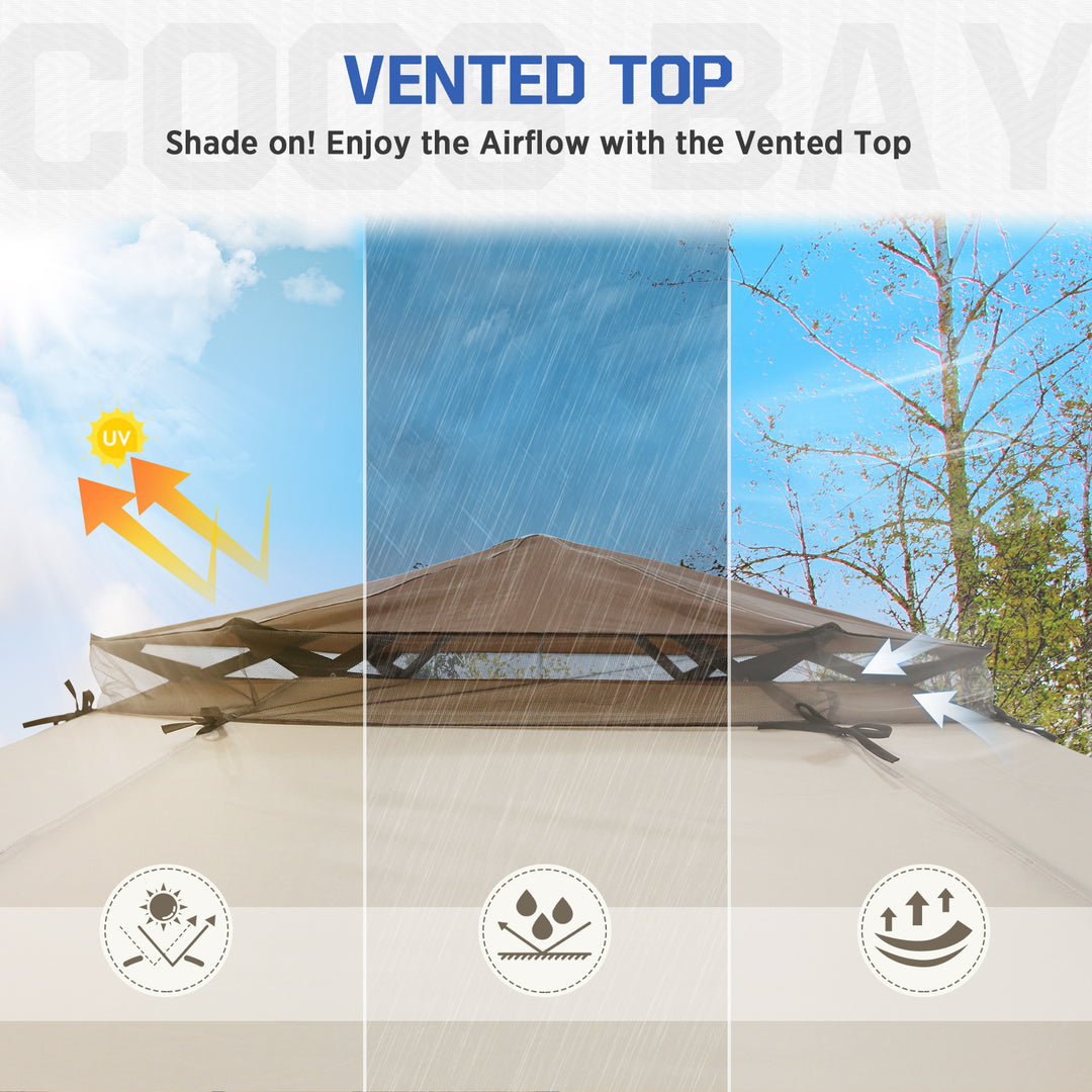 COOS BAY 13' x 13' Pop Up Double Roof Gazebo w/ Mosquito Netting, Beige