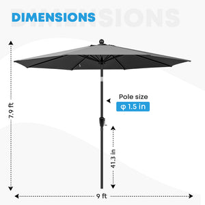 COOS BAY 9' Patio Umbrella Outdoor Market Table Umbrella with Push Button Tilt and Crank for Garden, Deck, Backyard, Pool and Beach, 8 Ribs