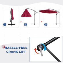 Load image into Gallery viewer, COOS BAY 10 ft Patio Offset Cantilever Umbrella Outdoor Hanging Market Umbrella with Easy Tilt, Crank &amp; Cross Base for Garden, Beach, Deck and Pool, 8 Ribs