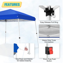 Load image into Gallery viewer, COOS BAY Outdoor Instant Easy Setup Canopy Tent with Wheeled Bag, Portable Pop up Slant Leg Beach Canopy Folding Sports Shelter 8x8 Top 10x10 Base, Blue / White