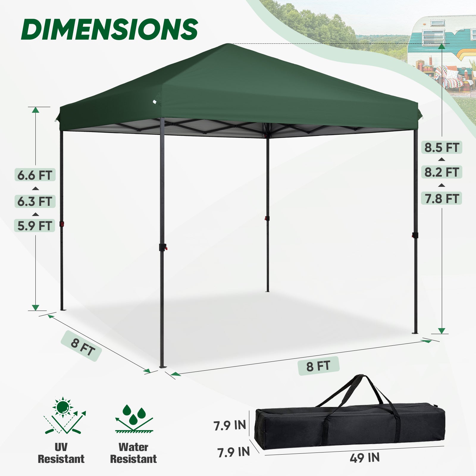 8 x 8 tent COOS BAY 8x8 Outdoor Instant Easy Set up Canopy Tent, Green
