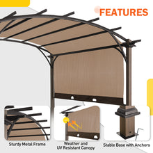 Load image into Gallery viewer, COOS BAY 11.4x11.4 Outdoor Pergola with Wood Looking Steel Frame, Retractable Textilene