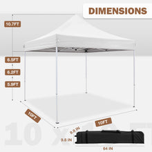 Load image into Gallery viewer, COOS BAY 10x10 Heavy Duty Pop up Commercial Canopy Tent Instant Sun Shelter with Roller Bag, 4 Sandbags, Green / Black / White / Beige / Gray