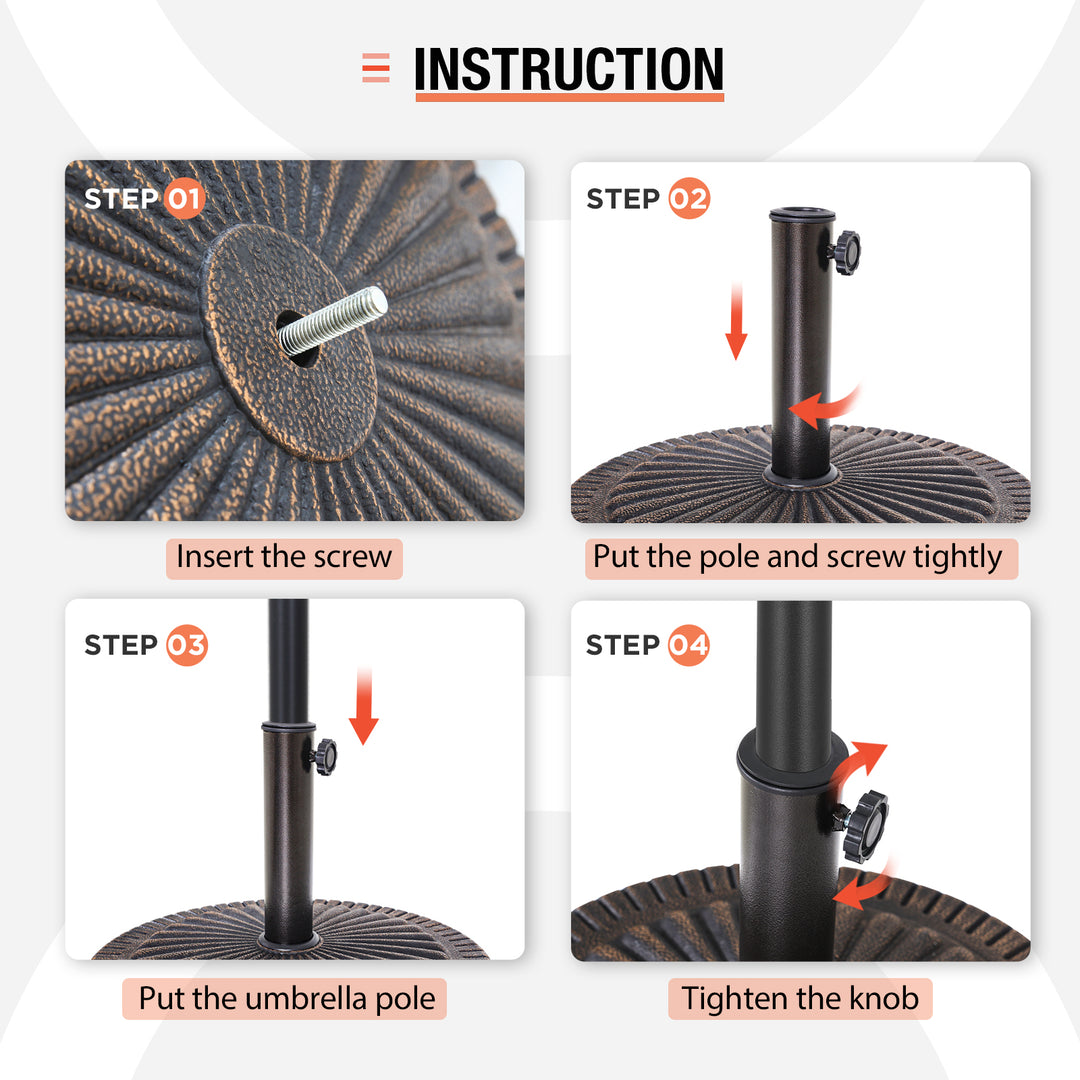 COOS BAY 31 lbs Round Outdoor Patio Umbrella Base Stand, 19.3 in, Heavy Duty Market Umbrella Holder, Bronze Finish