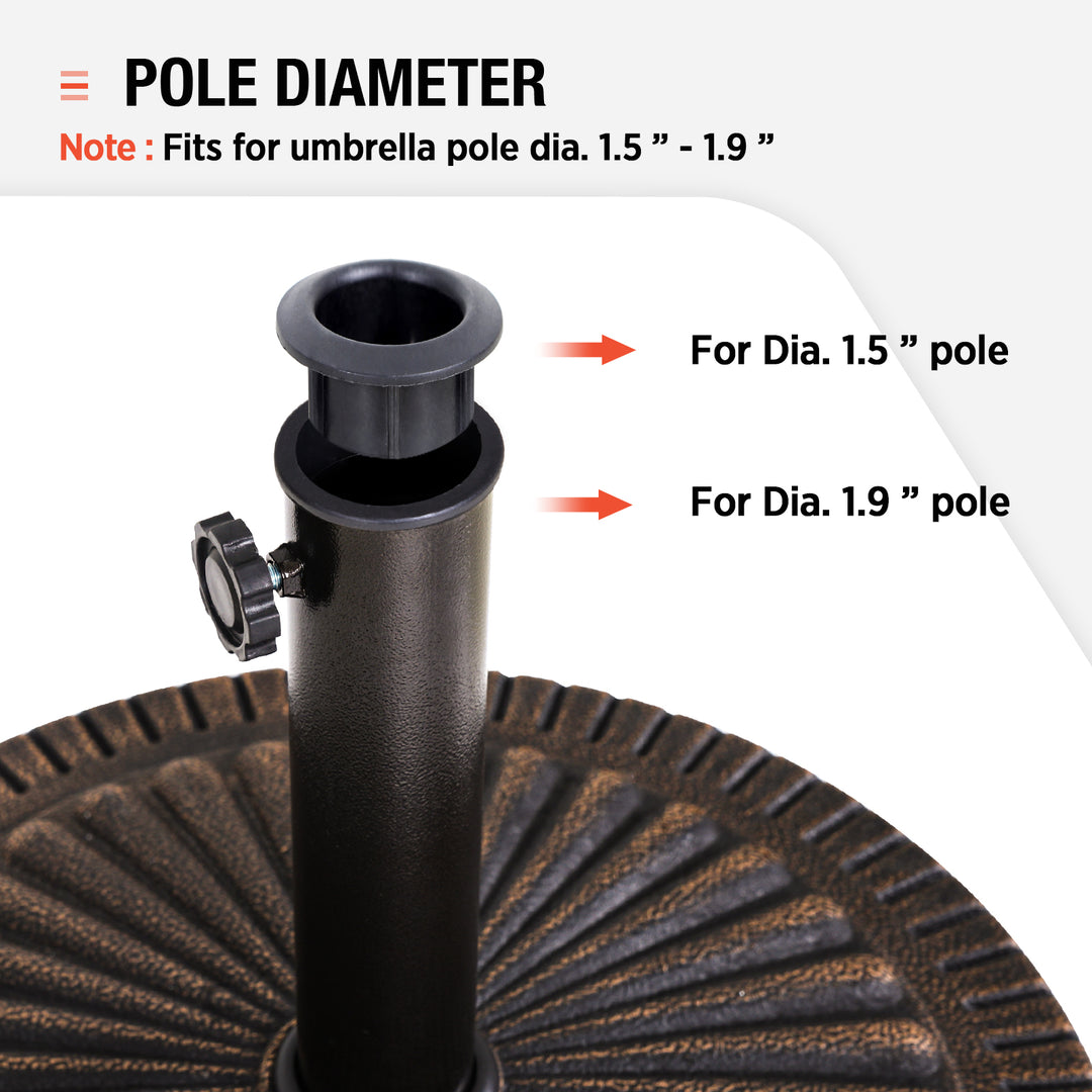 COOS BAY 31 lbs Round Outdoor Patio Umbrella Base Stand, 19.3 in, Heavy Duty Market Umbrella Holder, Bronze Finish