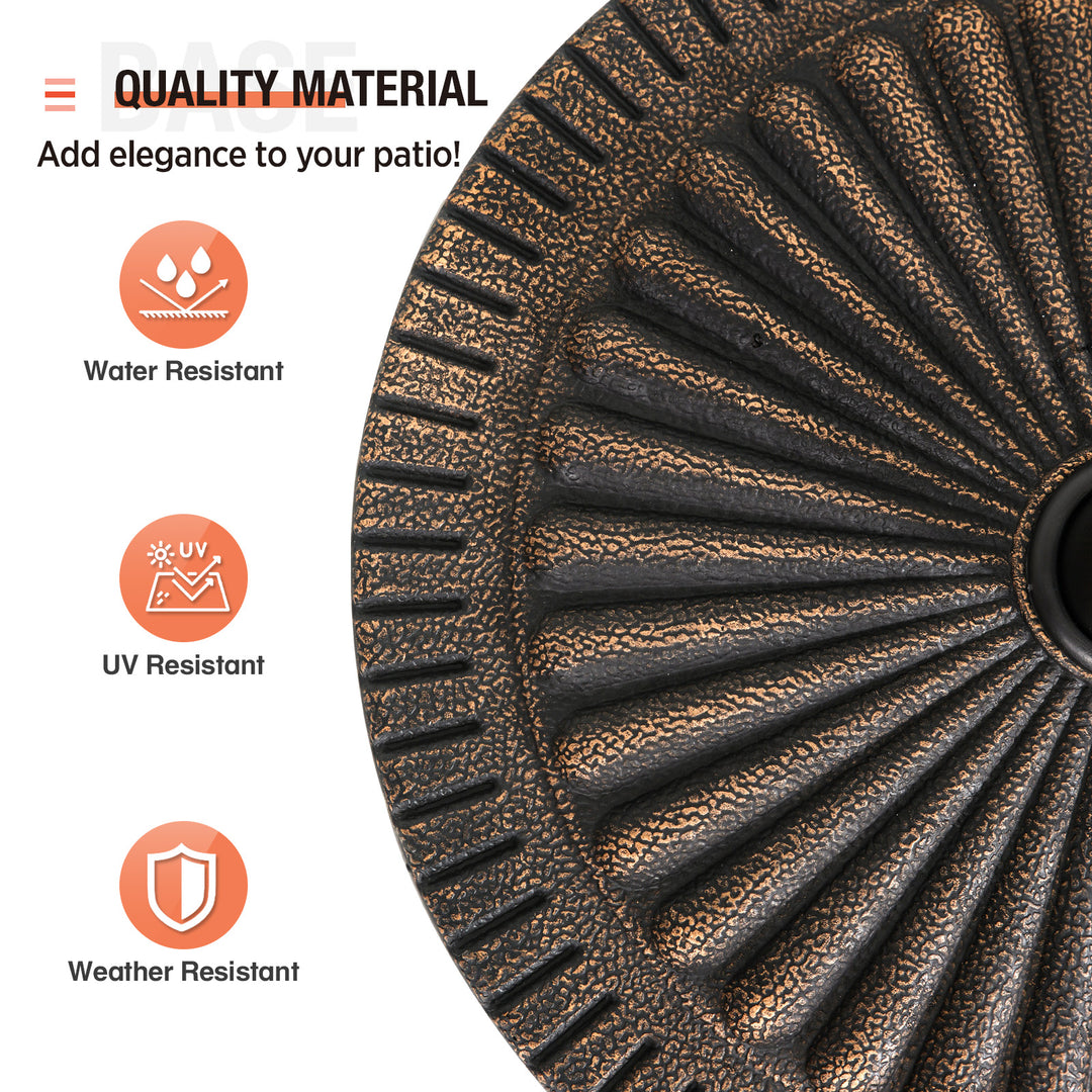 COOS BAY 31 lbs Round Outdoor Patio Umbrella Base Stand, 19.3 in, Heavy Duty Market Umbrella Holder, Bronze Finish