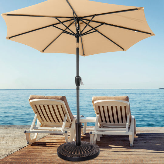 COOS BAY 31 lbs Round Outdoor Patio Umbrella Base Stand, 19.3 in, Heavy Duty Market Umbrella Holder, Bronze Finish