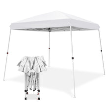 Load image into Gallery viewer, COOS BAY Outdoor Instant Easy Setup Canopy Tent with Wheeled Bag, Portable Pop up Slant Leg Beach Canopy Folding Sports Shelter 8x8 Top 10x10 Base, Blue / White