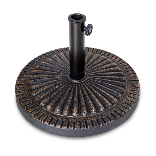 COOS BAY 31 lbs Round Outdoor Patio Umbrella Base Stand, 19.3 in, Heavy Duty Market Umbrella Holder, Bronze Finish